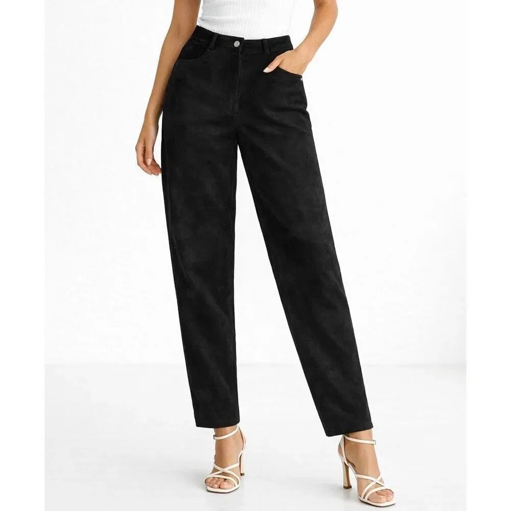 Vintage Vakko Sport black suede tapered pant size 10